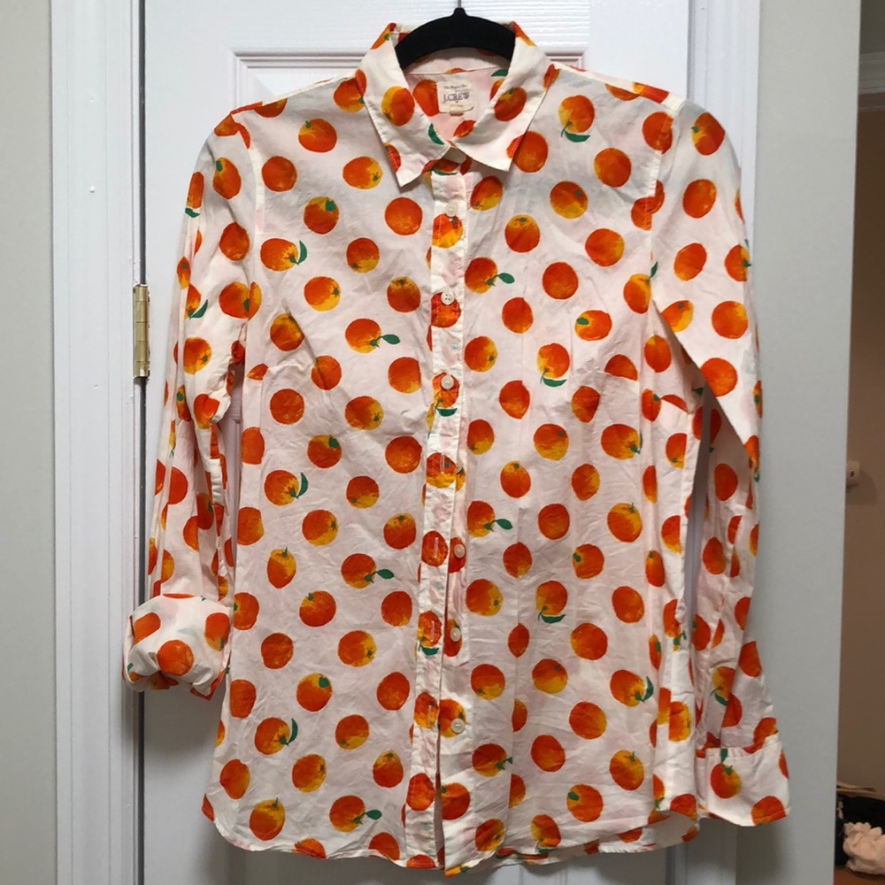 J. CREW button down dress shirt w/ orange pattern